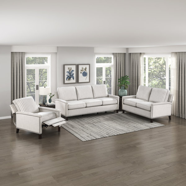 Ebern Designs Lenzini 3Piece Fabric Upholstered Living Room Set Wayfair